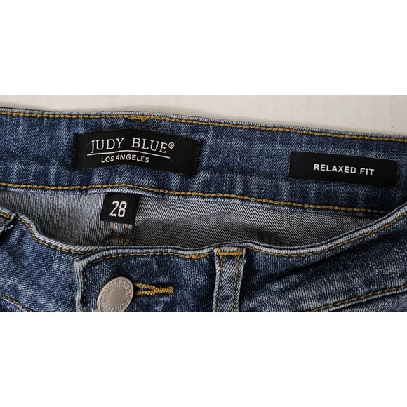Judy Blue Jeans Womens 28 Blue Relaxed Fit‎ Mid Rise Dark Wash Stretch Straight - Picture 2 of 11